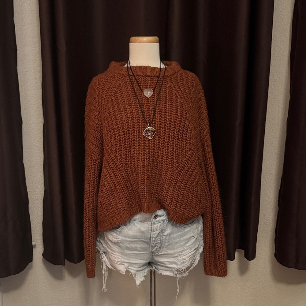 Universal Thread Rust Cowl Neck Chunky Knit Sweater